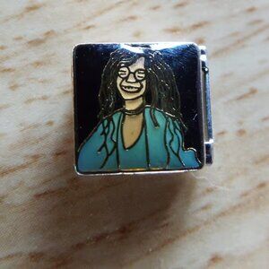 Janice Joplin enamel 9mm stainless steel Italian charm bracelet link new